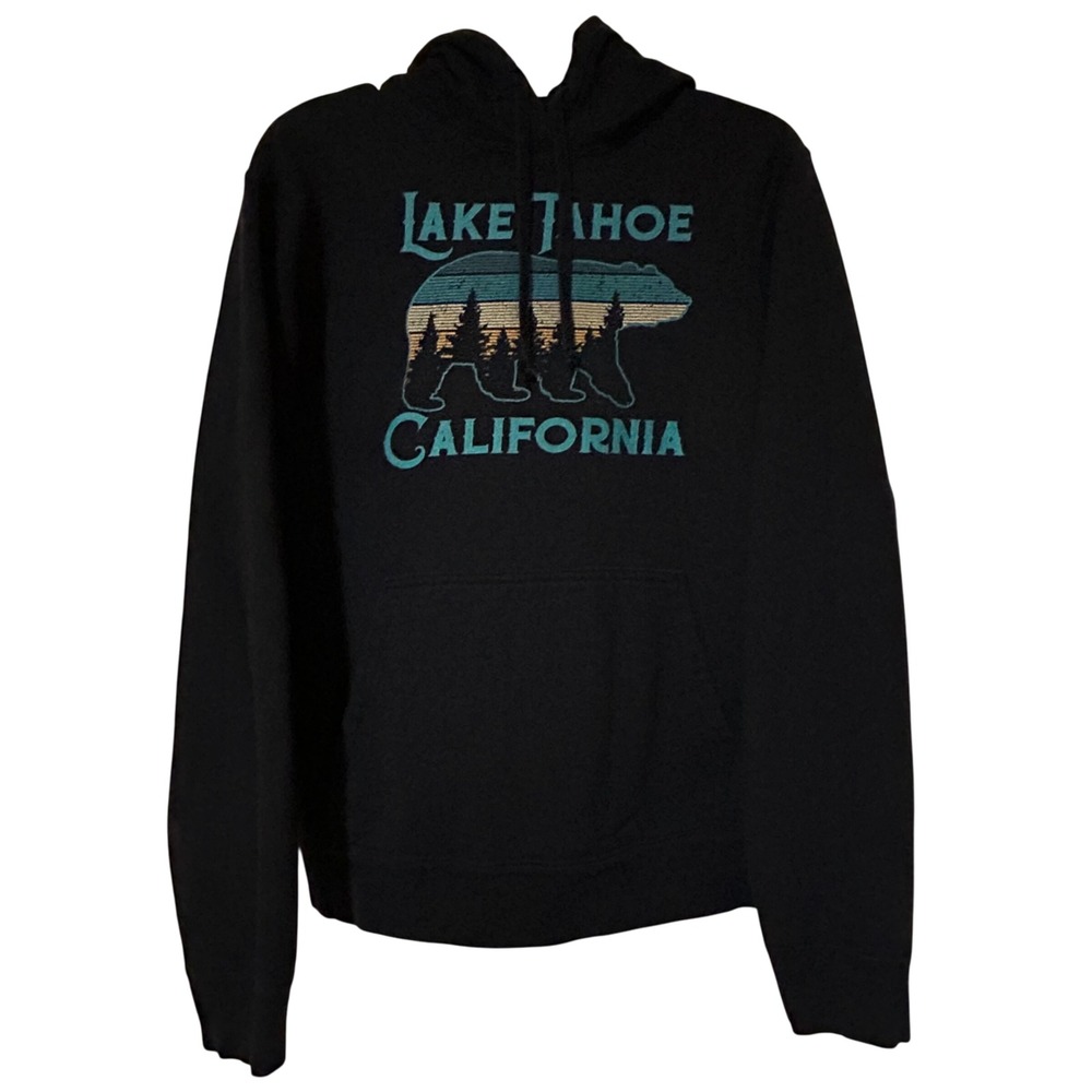 Lake Tahoe‎ California Graphic Hoodie Unisex Medium Black Bear Sunset